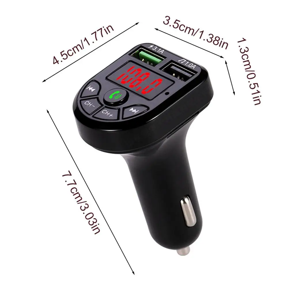 

Car Bluetooth 5.0 FM Transmitter Wireless Handsfree Audio Receiver Auto MP3 Player Dual USB Fast Charger Car Accessories For iPh
