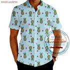 Для мужчин на пуговицах с коротким рукавом Гавайская рубашка Веселые фрукты, ананас Платье с принтом, летние футболки в стиле унисекс командная форма пользовательские S-6XL