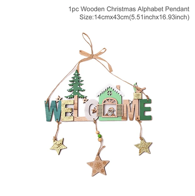 Wooden Ornaments 5 Счастливого Рождества деревянные Санта Клаус украшение "Лось" Рождественского стола Декор для дома неол натальные Рождественские Декор год - Цвет: Wooden Ornaments 5