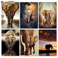 ruopoty elephant paint by numbers for adults animals coloring by numbers wall pictures drawing for living room diy gift frame
