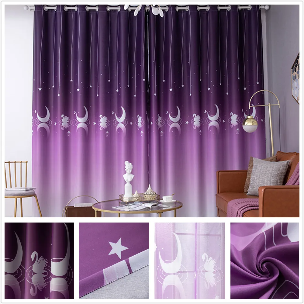 Затемняющие занавески с лебедем для детской спальни Jinya домашний декор красивые