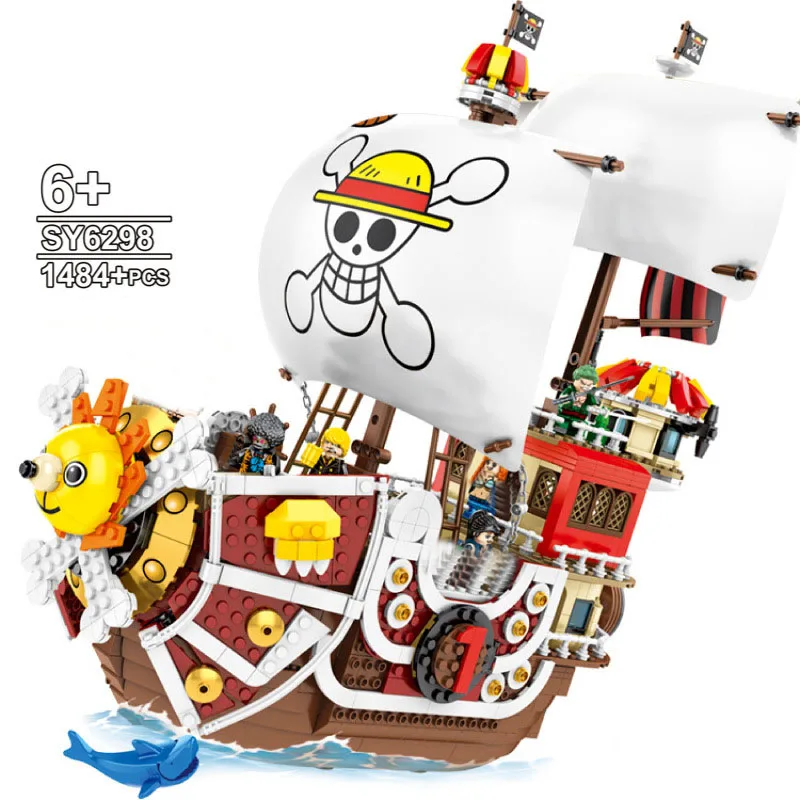 

1484 шт. + 8 кукол аниме один кусок пиратский корабль тысяча солнух моделей лодок Зоро/Луффи лодка строительные блоки игрушки для детей день ро...