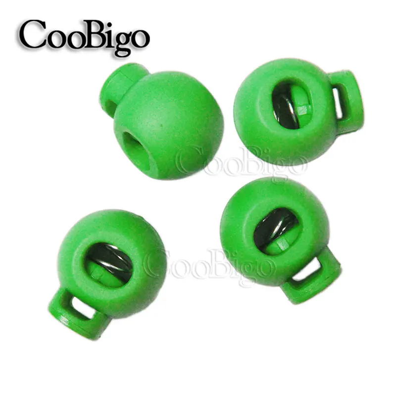 Green 20 шт пластиковые цветные круглые Пружинные стопорные фиксаторы для спортивной одежды, обуви, веревки, детали для рукоделия - Цвет: Green