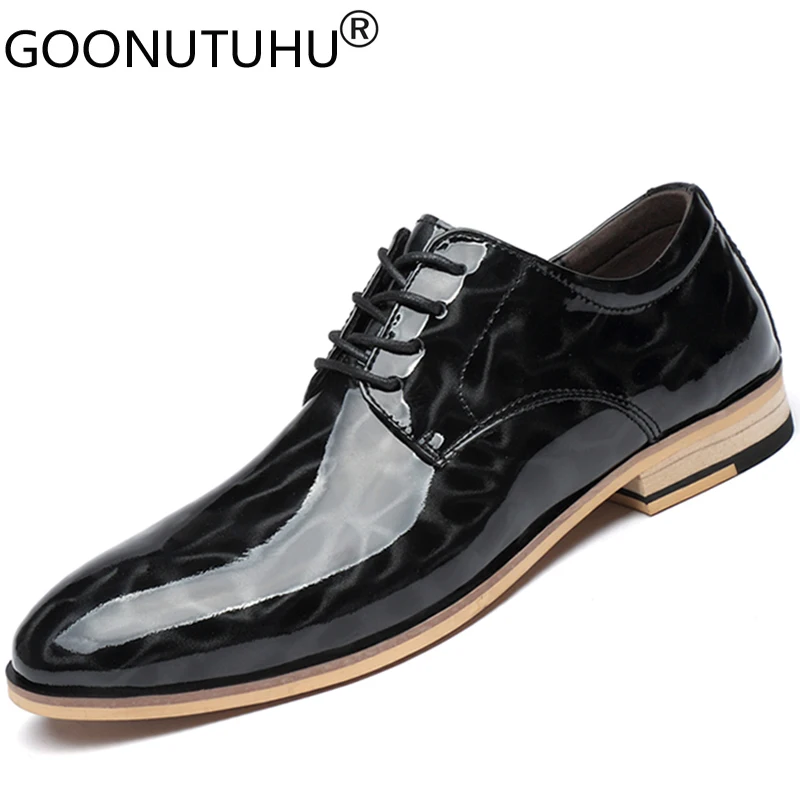 2021 Fashion Men's Shoes Derby Genuine Leather Male Classics Black Lace Up Shoe Man Party Office Formal Shoes For Men Size 37-48