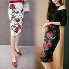 Женские юбки-карандаш до колена, винтажные элегантные юбки с цветочным принтом в стиле бохо, лето 2021