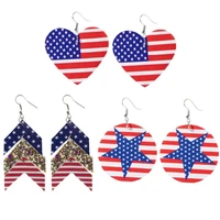 chevron leather earrings for women the old glory arrow round shape stripe star drop earrings independence memorial day earrings