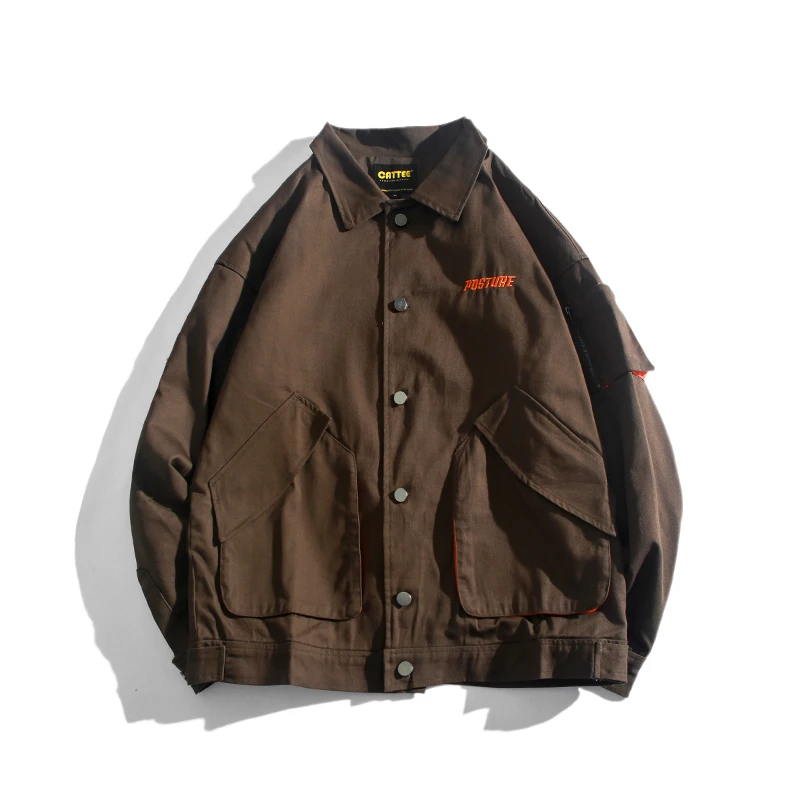 Модная мужская тренерская куртка с буквенным принтом ветровка на пуговицах