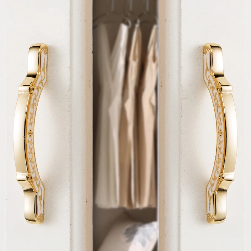 Мебельные ручки белая и золотая для шкафа элегантные выдвижные европейские