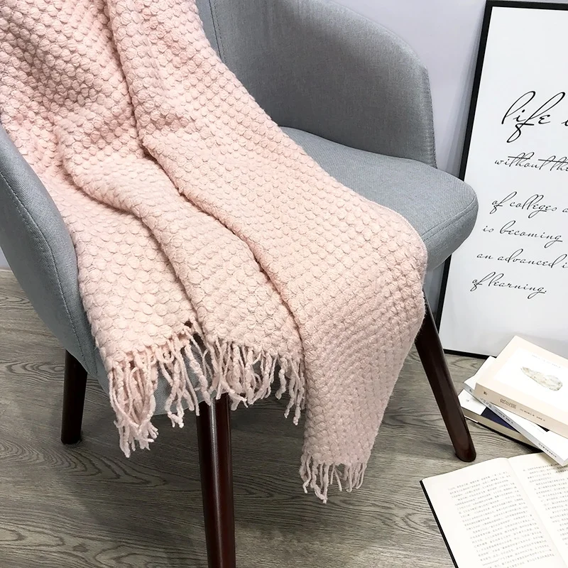 

Sofa Blanket Knitted Shawl Blanket Decorative Tapestry Air-Conditioned Blanket With Tassels Nap Blanket