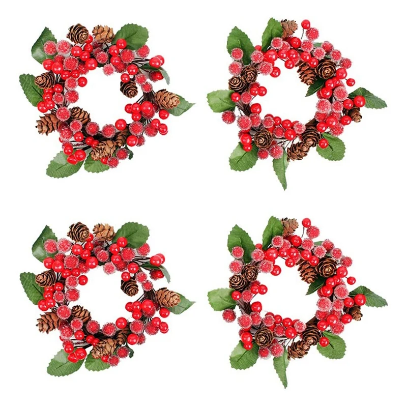 Рождественские кольца свечи с красными бусинами в 4 упаковках подсвечник для