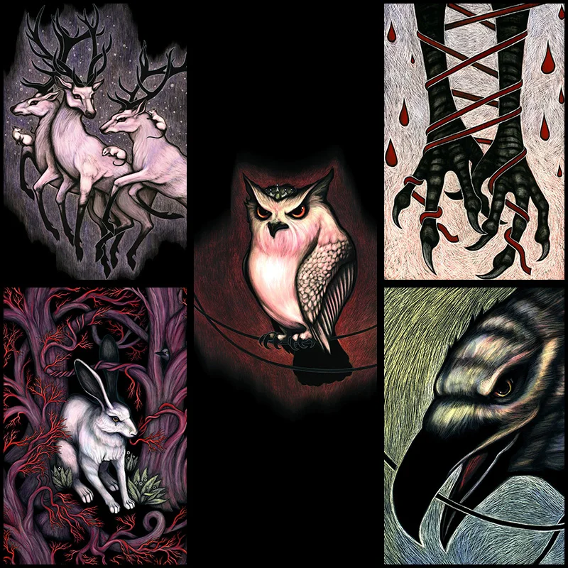 

Full Diamond 5D DIY Diamond Painting Dark terror animal animal Rabbit owl deerEmbroidered Cross-stitch Rhinestone Mosaic Decor