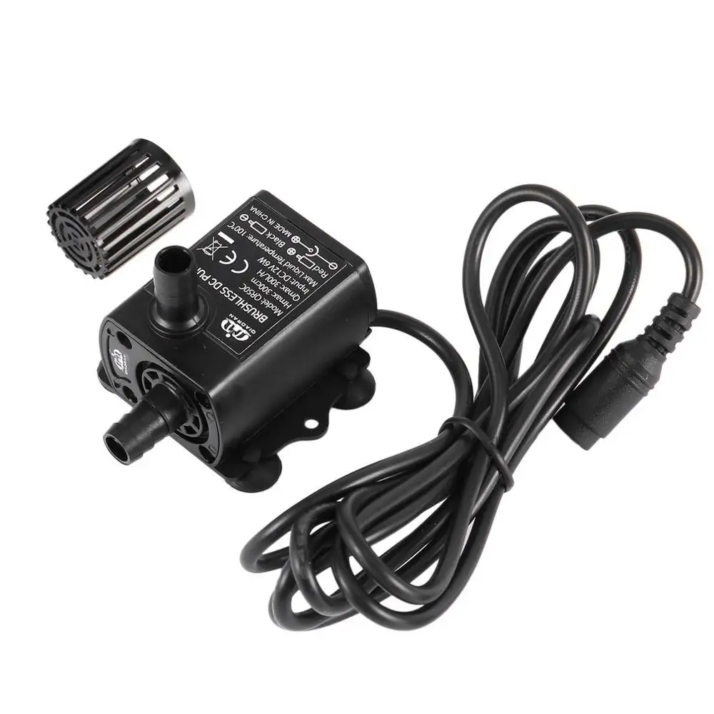 12V3M300L Decdeal Настольный сверхтихий мини-с бесщеточным двигателем постоянного тока/USB водяной насос 5/12V для детей возрастом от 5 до 10 Вт 250-400L/ч подъем 300 см погружной фонтан аквариумный циркулирующий - Цвет: 12V3M300L