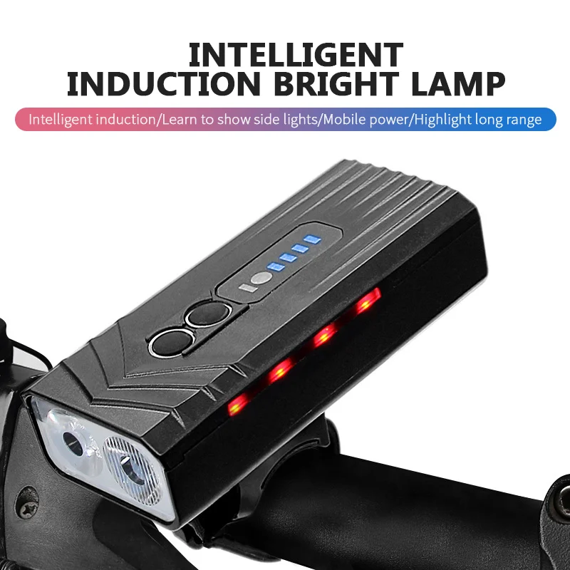 

Bicycle Headlight USB Rechargeable Battery Display Rainproof High-brightness Intelligent Light Perception Flashlight Cycling