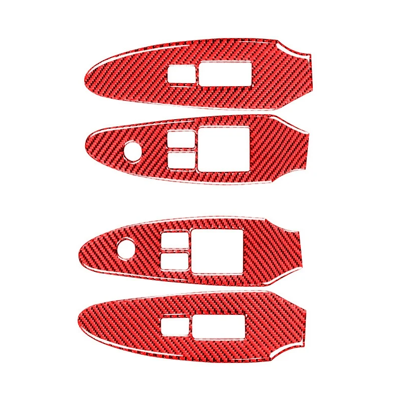 

New2Pcs Red for Nissan 370Z 2009-2020 Carbon Fiber ABS Window Lift Switch Panel Cover Stickers