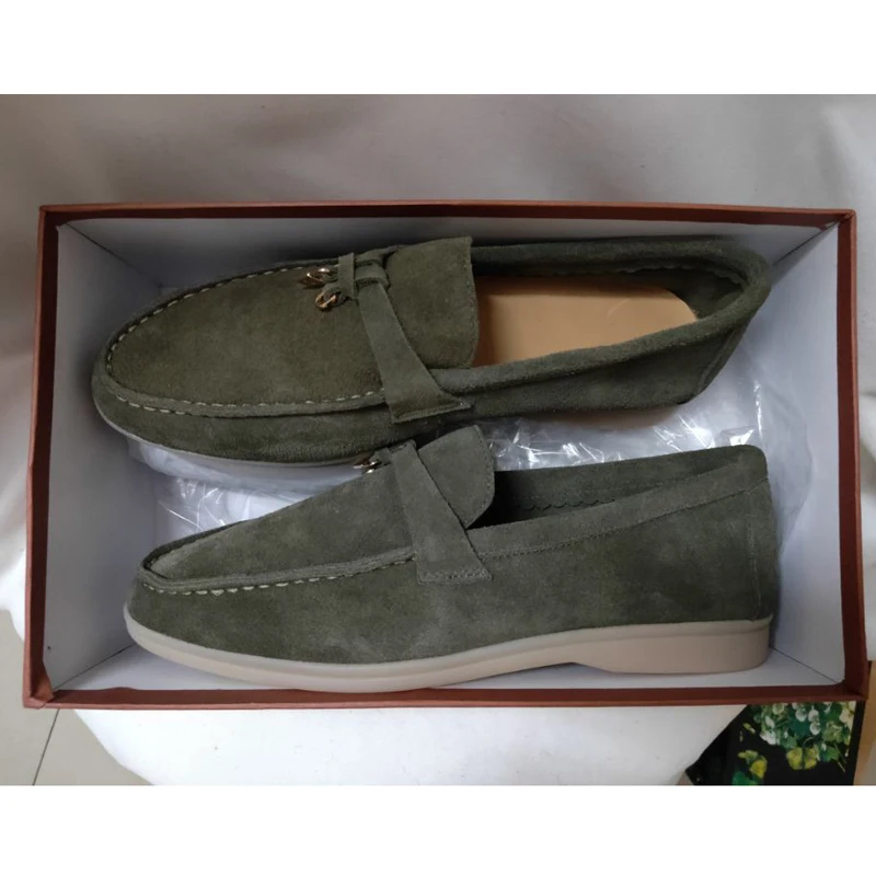 

2021 new Hot Sale Kidsuede Women Flat Shoes Hanged Metal Loafers Ladies Shoes Woman Slip-on Casual Walk Shoes For Women