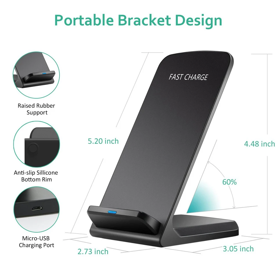 15w qi wireless charger stand kit charging adapter receiver coil for iphone5 5s 6 7 8 11 12 13 samsung s20 s10 s9 s8 s6 xiaomi free global shipping