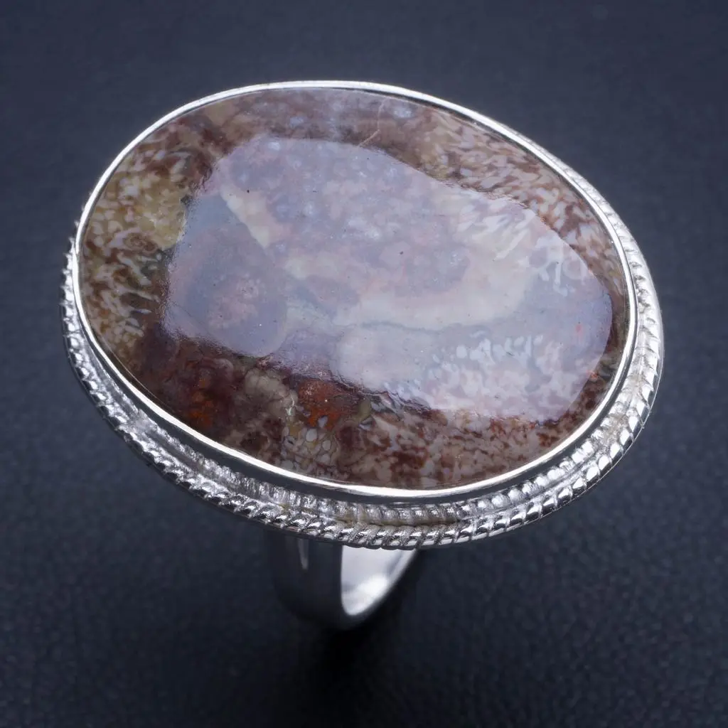 Кольцо из серебра 925 пробы с натуральным органическим кораллом размер США 8