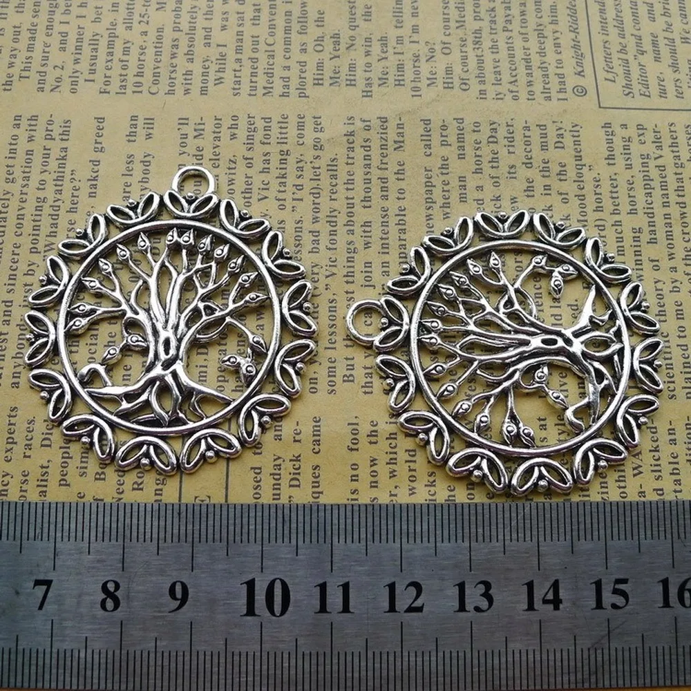 

30pcs Tree Charms 46mm x 51mm DIY Jewelry Making Pendant antique silver color