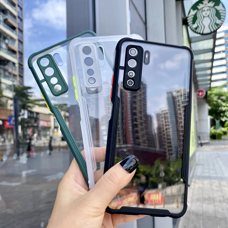 luxury shockproof frame clear phone case for huawei p40 p30 pro lite lens full protective transparent cover for huawei p 40 p30 free global shipping