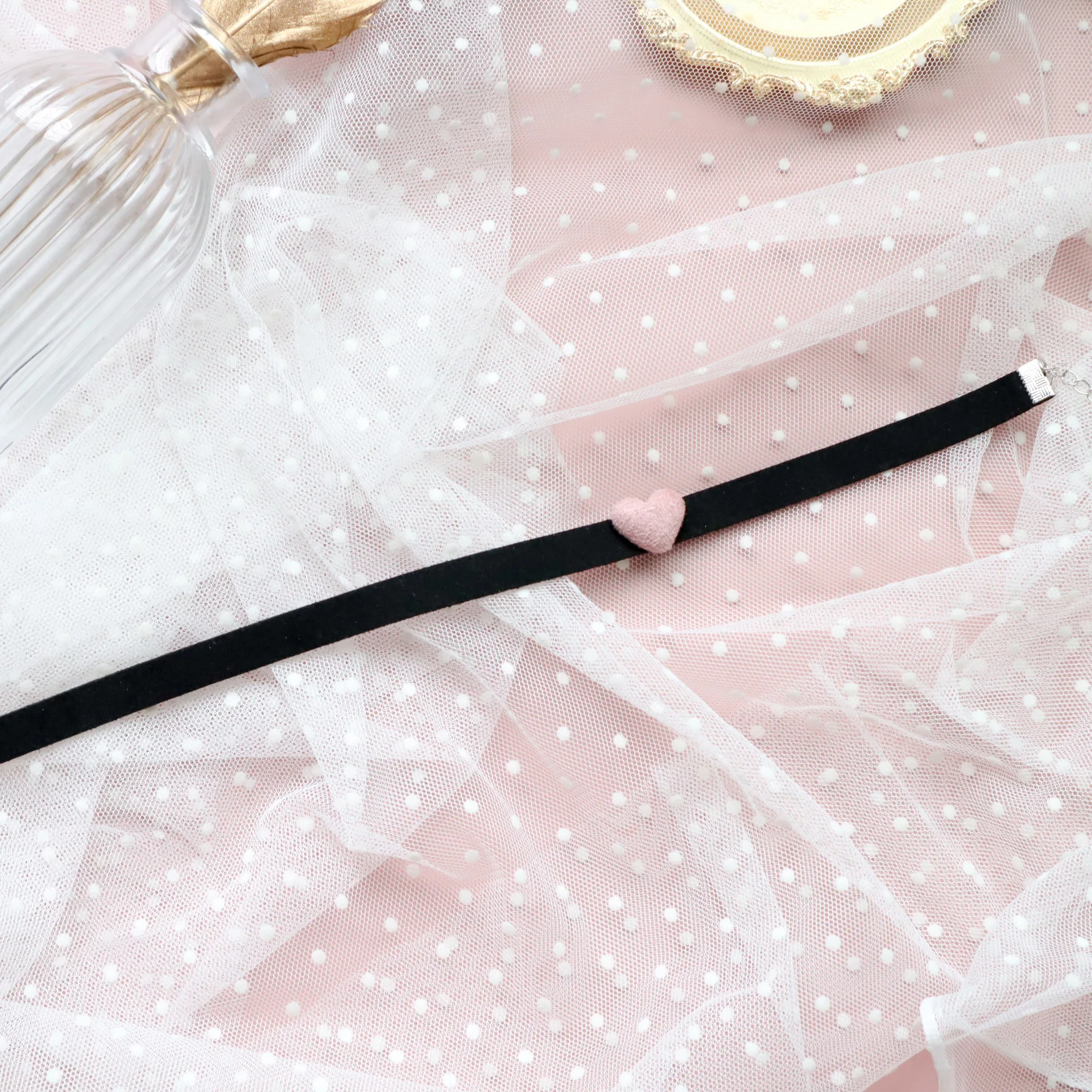 Женский Бархатный чокер с татуировкой черный длинный ошейник в готическом стиле