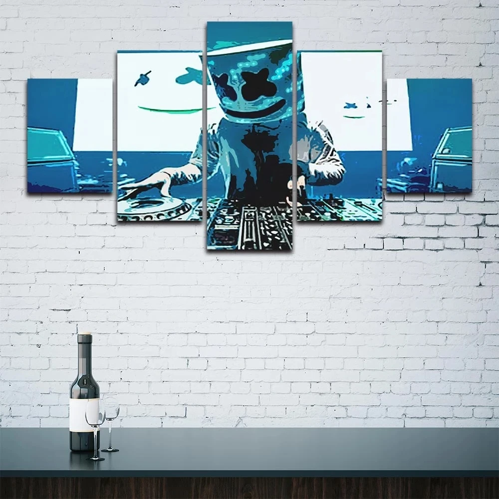 No Frame Wall Art HD Prints 5 Pcs Musical Instrument Modular Canvas Painting Music DJ Poster Pictures Living Room Home Bar Decor - купить по