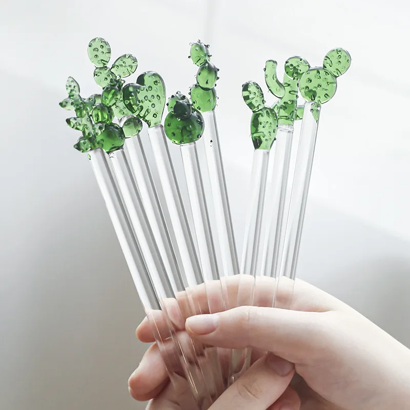 

Кактус коктейль смешанных напитков перемешивающая палочка красочная стеклянная перемешивающая палочка Милая креативная длинная ручка дл...