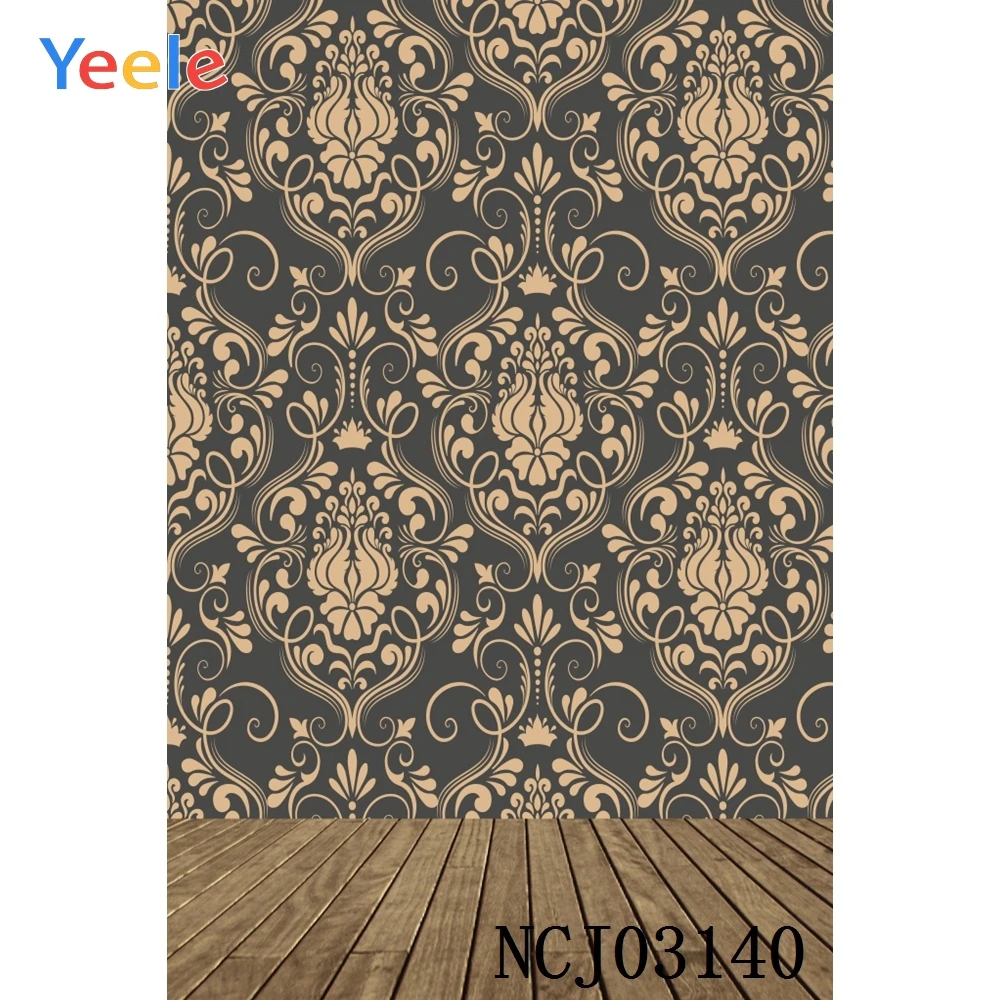 Фоны для фотосъемки Yeele с винтажным дамастским рисунком деревянный пол