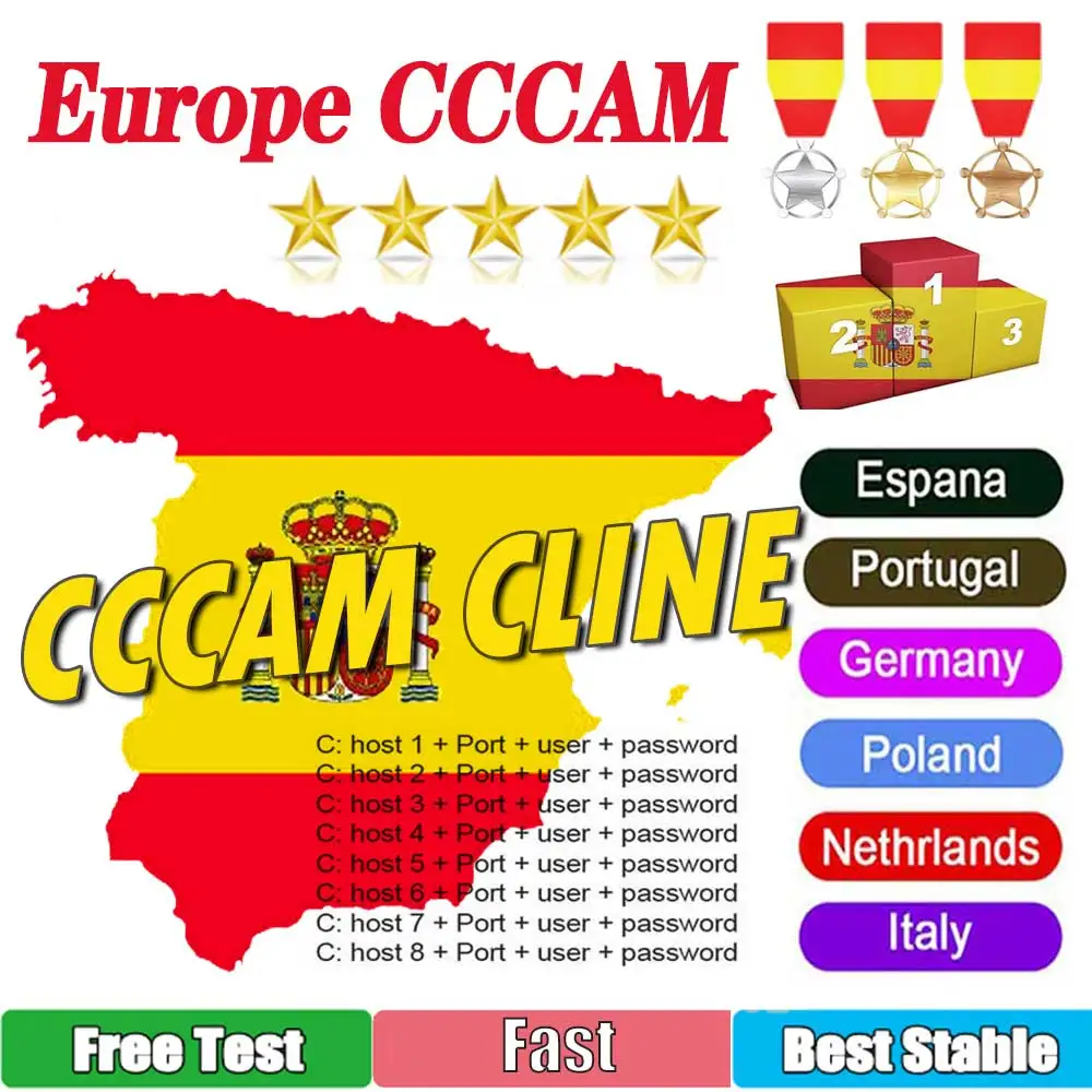 

Spain 24 months 3/4/5/6/7/8 cccam lines Server support DVB S2 Satelite Receiver for Europe ccam Clines with Portugal Italy