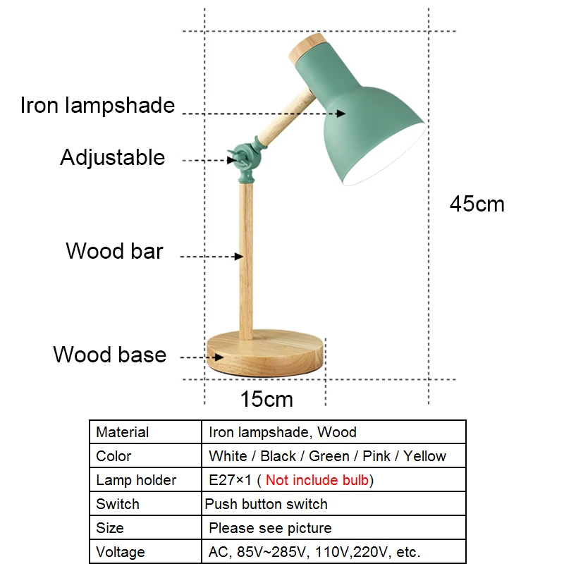 

Nordic Table Lamp Modern Bedroom Bedside Lamp Kids Children Office Book Lamp Reading Study Lamp Industrial Desk Lamp US EU Plug