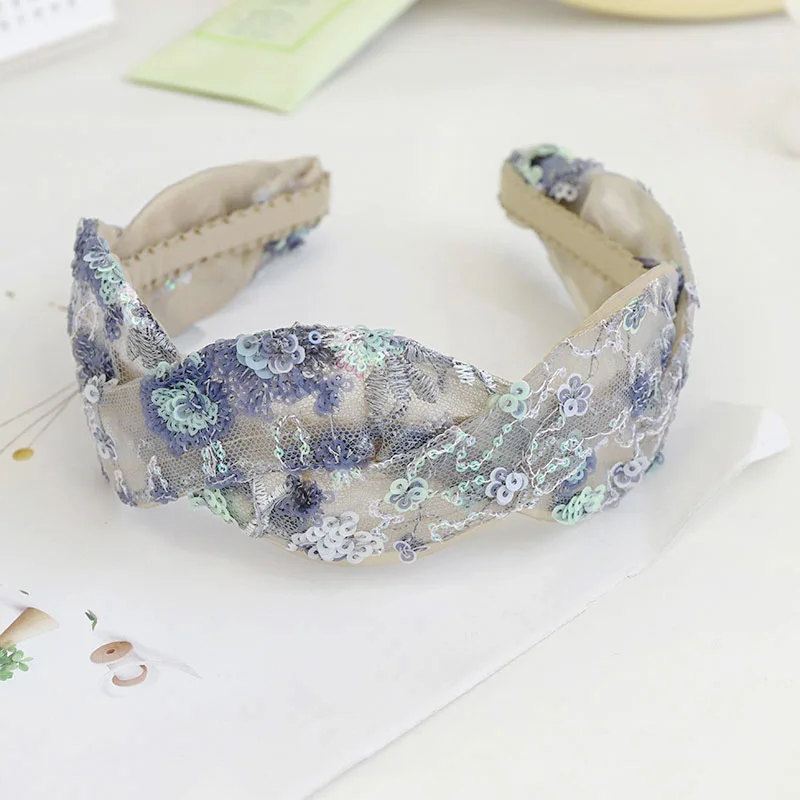 

Hairband Mesh Embroidery Sequin Headdress Hairpin Plastic Cross Women's Hair Bundle F425