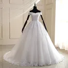 Свадебное платье 2021 элегантное бальное платье с вырезом лодочкой и открытыми плечами роскошное кружевное свадебное платье принцессы с вышивкой