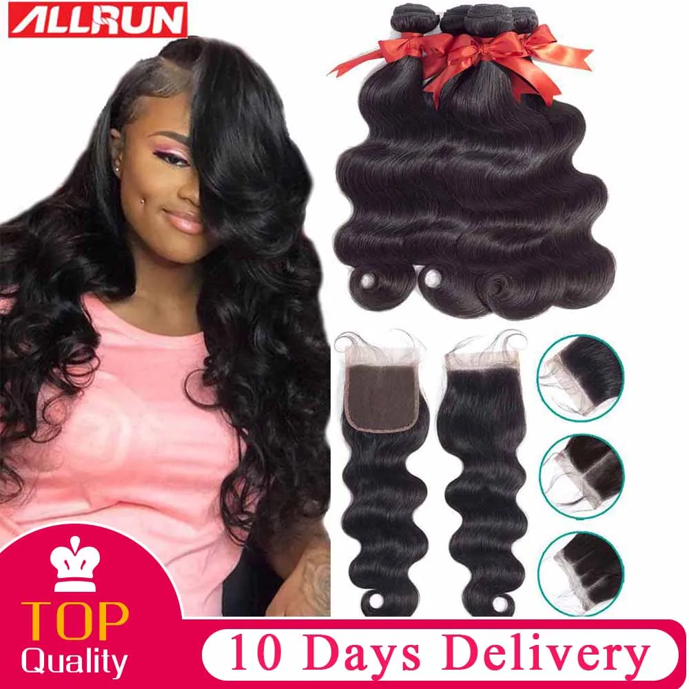 

Human Hair Bundles Body Wave Hair Brazilian Bundles With Closure Human Hair Closure With Baby Hair Non-remy 10-day delivery