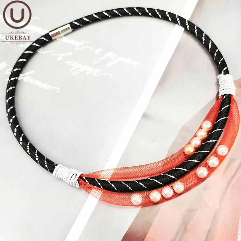 

UKEBAY Mesh Pearl Match Necklaces Original Designer Jewelry Women Choker Necklace Fashion Jewelry Gift Wife Wedding Party Collar