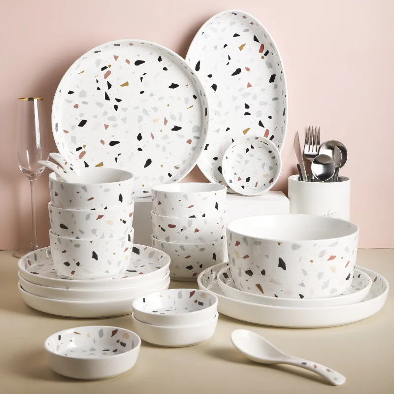 Набор керамических тарелок в скандинавском стиле посуда миска блюдца ложка