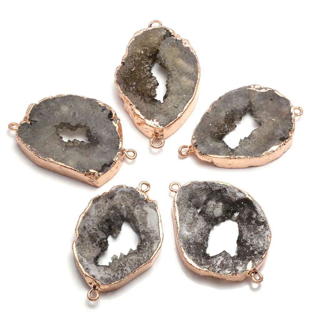 Натуральный агат подвеска Агат разъемы нерегулярные Позолоченные двойное