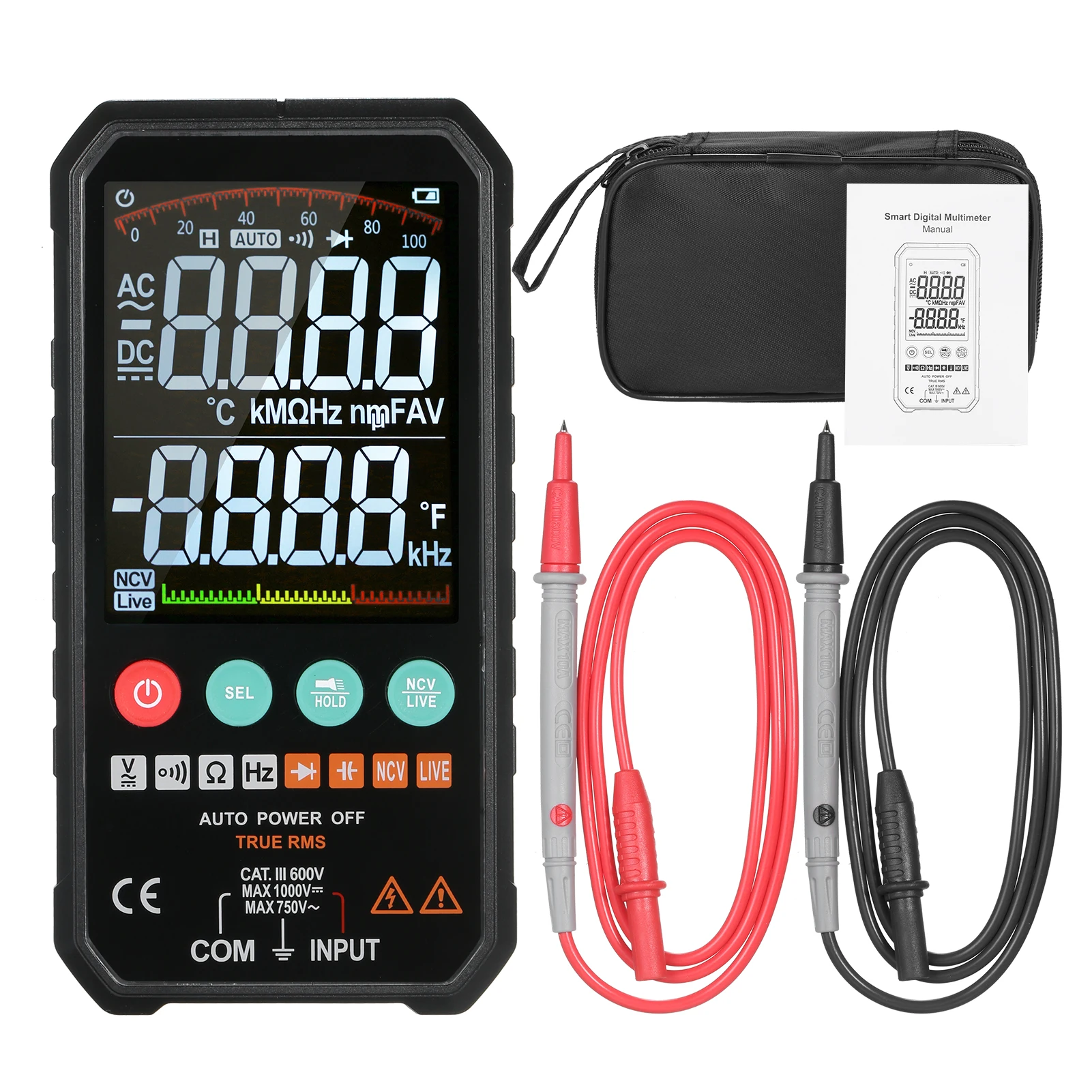 

Digital Multimeter 6000 Counts True RMS Universal Meter High Accuracy Smart Measure AC/DC Voltage Resistance Capacitance Test