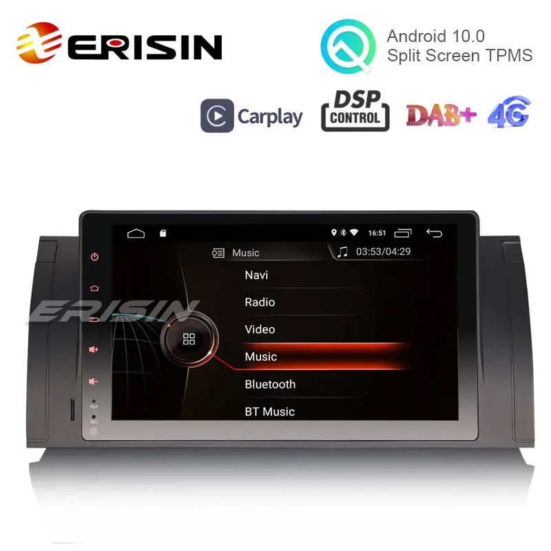 Erisin ES4293B 9 &quotAndroid 10 0 OS автомобильный стерео GPS 4G TPMS DAB + Apple CarPlay DSP для BMW E53