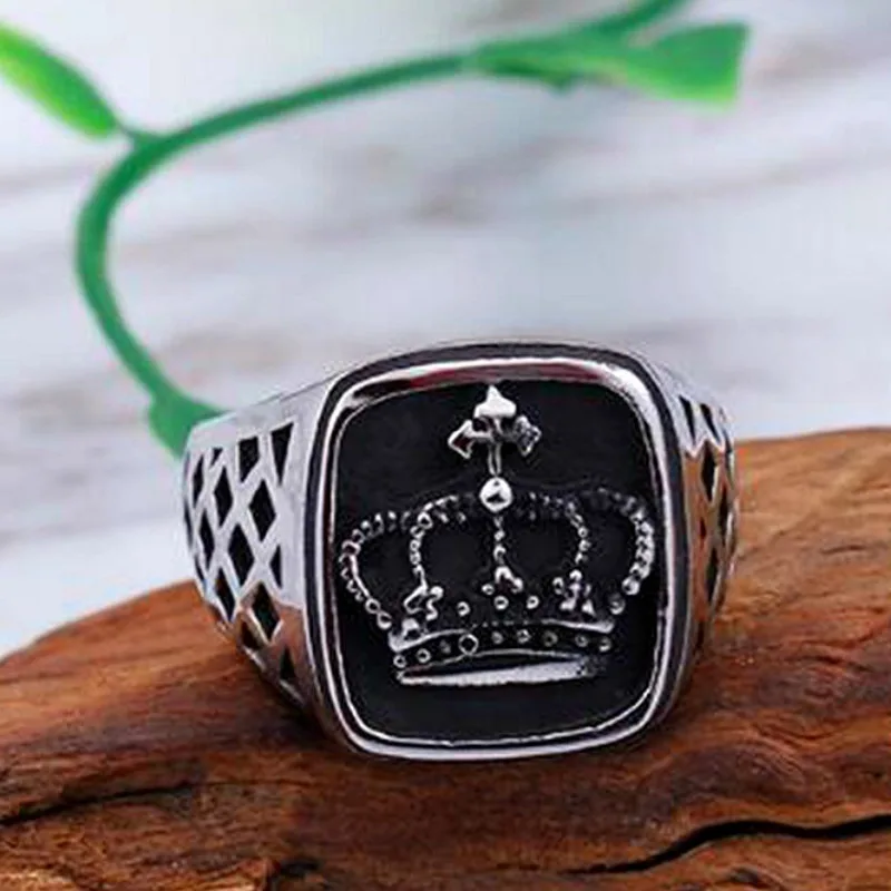 Мужское классическое металлическое кольцо Королевская корона высокого качества