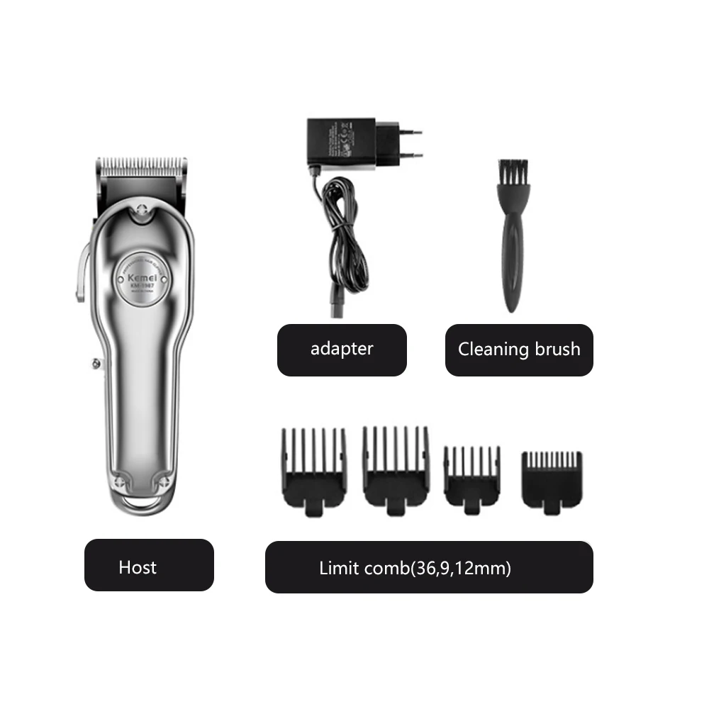 

Professional Powerful Cordless Hair Trimmer Electric All Metal Hair Clipper Men Silver Gold Haircut Machine Barber