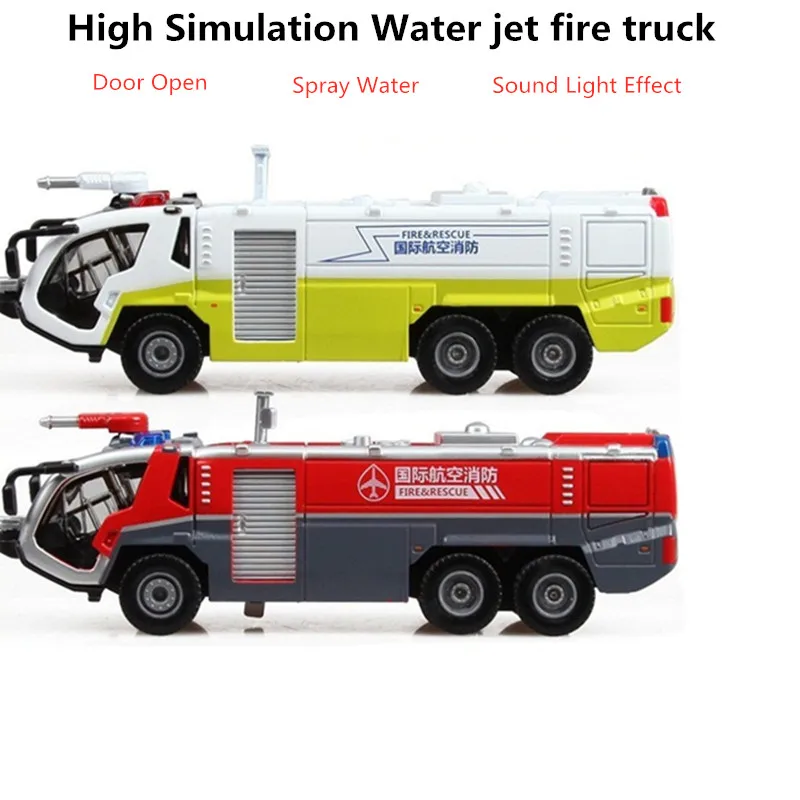 

Big Size Alloy Fire Truck High Simulation Rescue Sound Lights Effect Water Spray Rotation Door Open Electric rescue vehicle Gift
