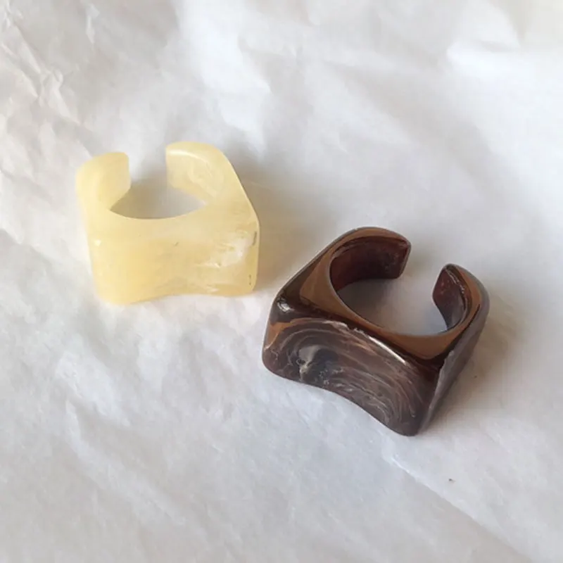 2020 Новое винтажное модное кольцо из смолы с рисунком квадратное крутое ветра