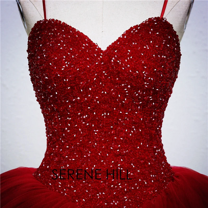 2021 роскошное бальное платье с кристаллами Красное свадебное принцессы бисером