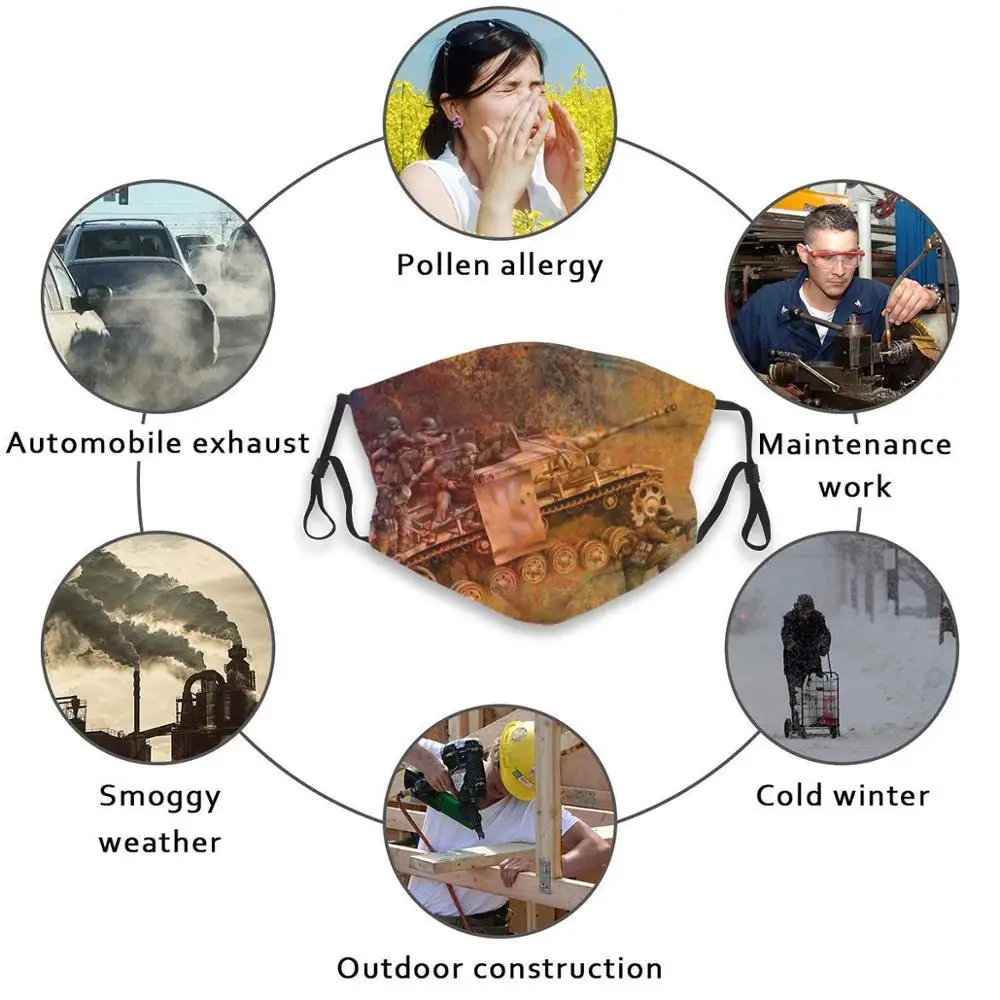 

Germany Ww2 Print Reusable Mask Pm2.5 Filter Trendy Mouth Face Mask For Child Adult Germany Ww2 World War Two War Weapon