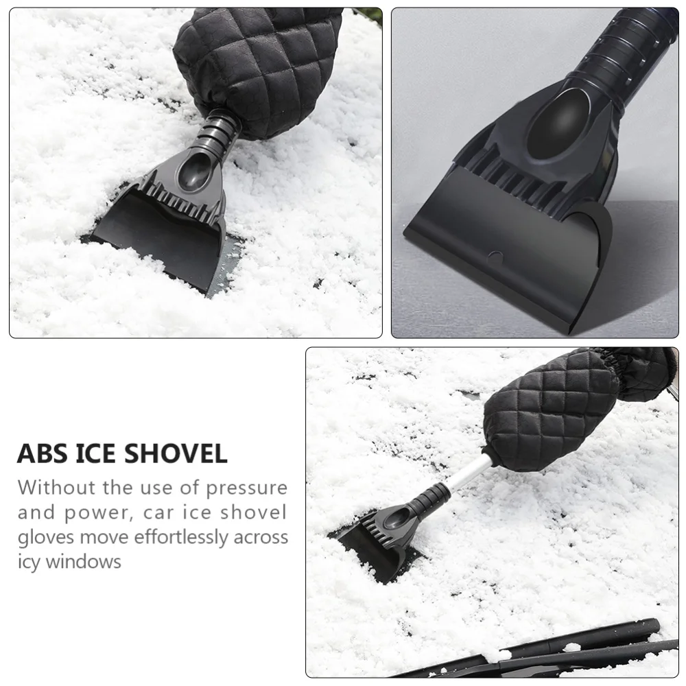 

1pc Car Snow Scraper Car Ice Remover Glove Thick Plush Ice Shovel