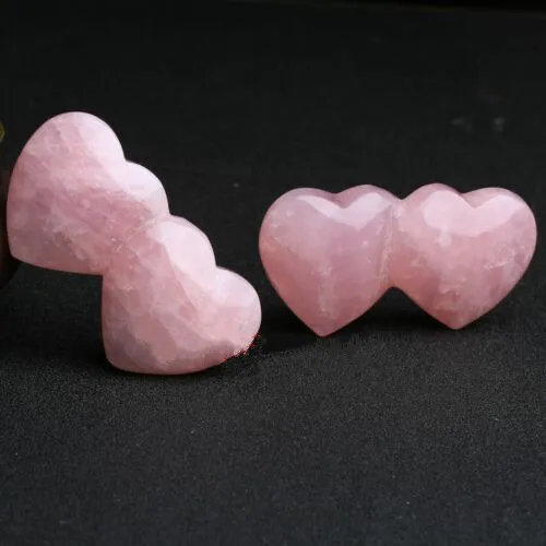 

1pc Natural rose pink quartz crystal double heart specimen crystal reiki healing energy specimen