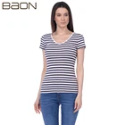 Женская футболка в морскую полоску с V-вырезом Baon B239205