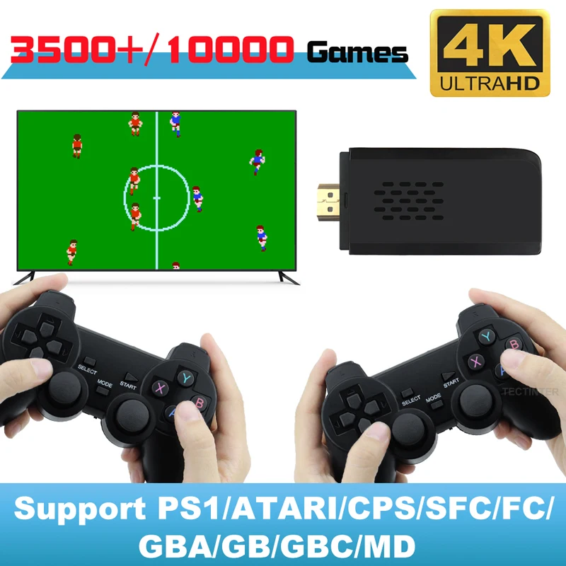 

Wireless 4K HD Video Game Console 2.4G Double Controller For PS1/FC/GBA 10000 Games Stick 64GB Retro Mini ClasVideo Game Console
