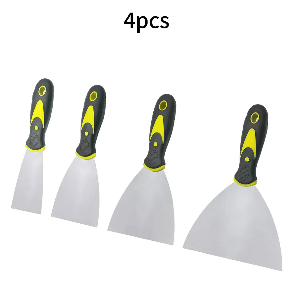 

4PCS Wallpaper Scraper Metal Steel Paint Scraper With Anti-Slip Handle Plastering Tools Putty Knife Set With Bag Scraper Blade