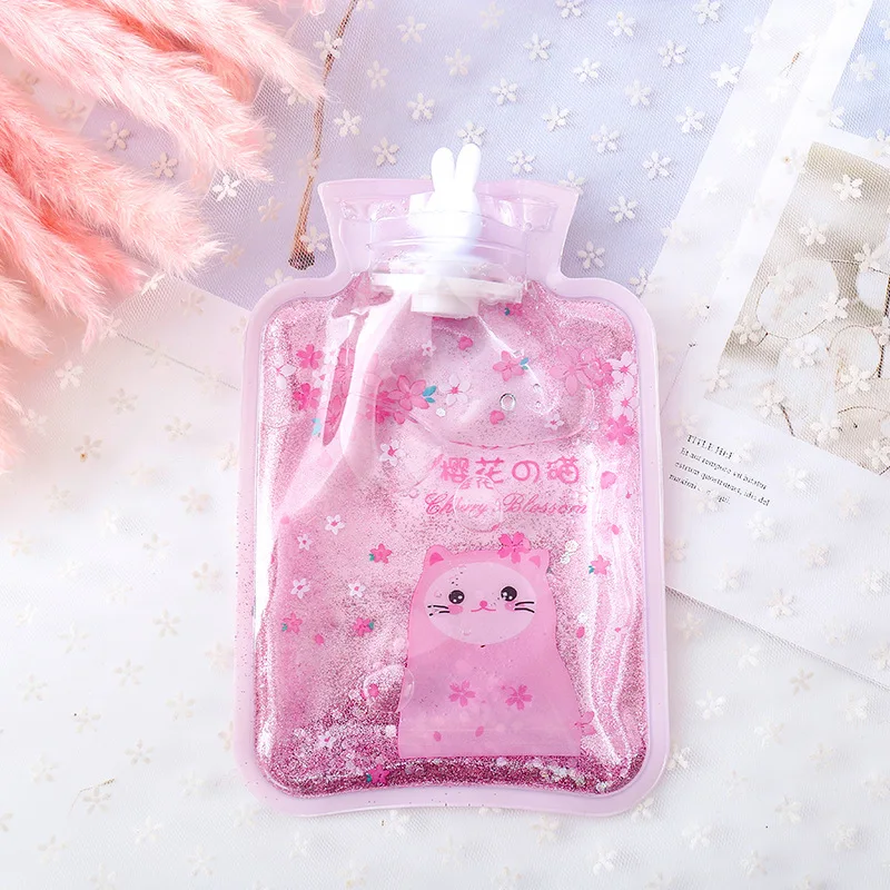 Симпатичная прозрачная Бутылка горячей воды теплый живот сокровище грелка для