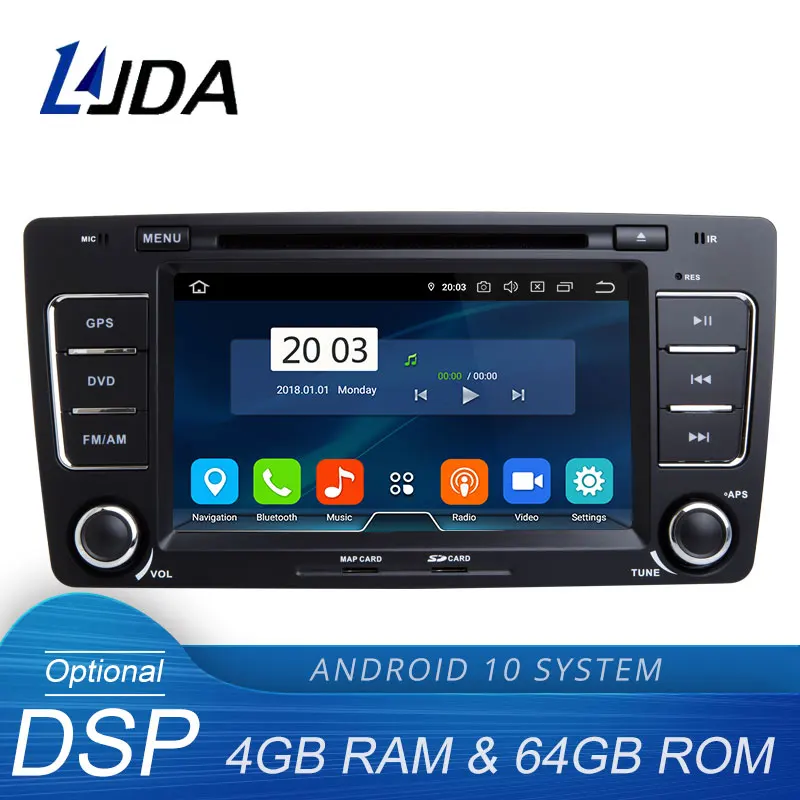 Автомагнитола LJDA 2 Din Android 10 для Skoda Octavia 2012 2013 A 5 A5 Yeti Fabia Автомобильная